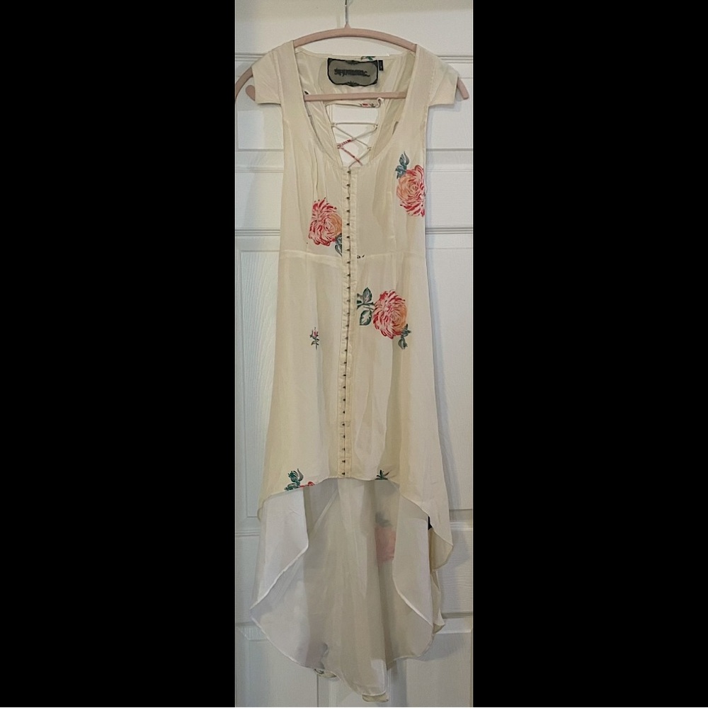 Reformation Dress 100% Silk Floral Hi Low Corset Style
